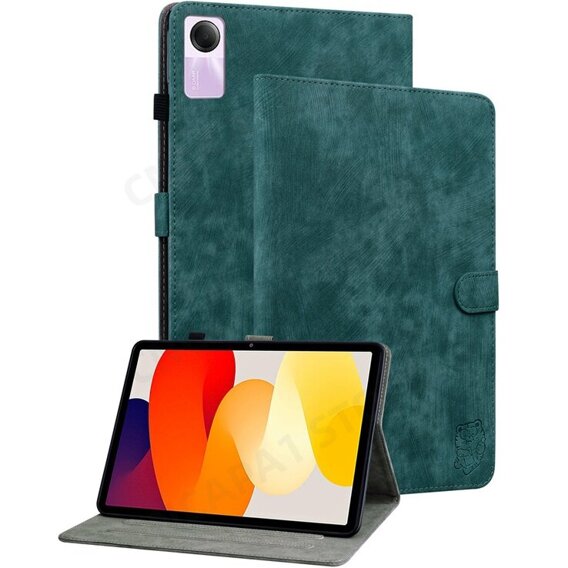 Etui + Szkło hartowane do Xiaomi Redmi Pad SE, Wallet z miejscem na rysik, zielone