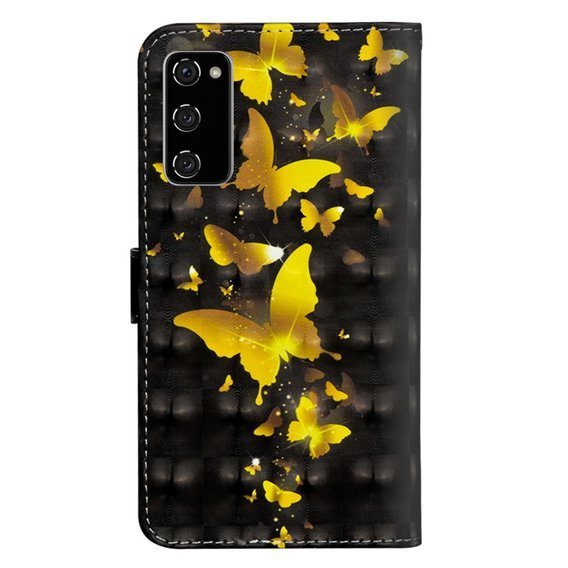 Etui Wallet do Samsung Galaxy S20 FE, Light Spots Decor, Gold Butterflies