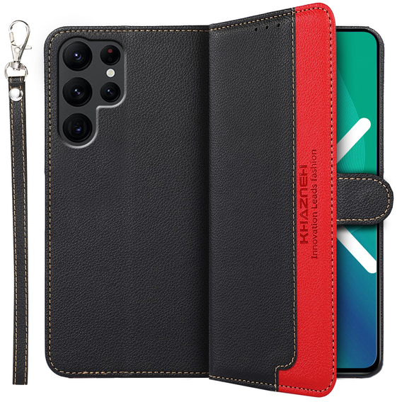 Etui Wallet do Samsung Galaxy S22 Ultra 5G, KHAZNEH RFID, Dual Color, Black