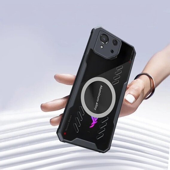 Etui do ASUS ROG Phone 8 Pro, z blaszką magnetyczne, przezroczyste / czarne