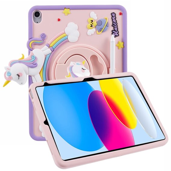 Etui do Apple iPad 10.9 2022, dziecięce, Unicorn, różowe
