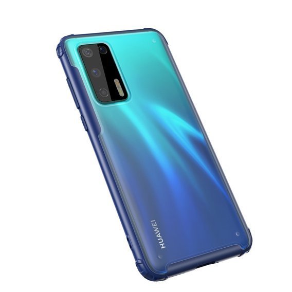 Etui do Huawei P40, Obudowa Fusion Case, Matowe przezroczyste / Niebieska ramka