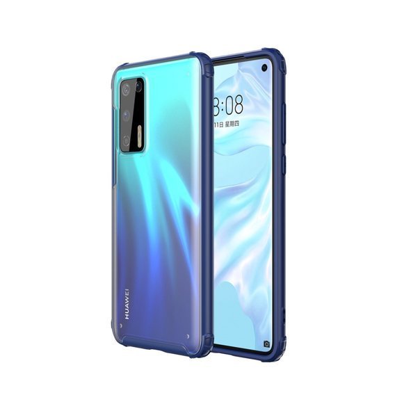 Etui do Huawei P40, Obudowa Fusion Case, Matowe przezroczyste / Niebieska ramka