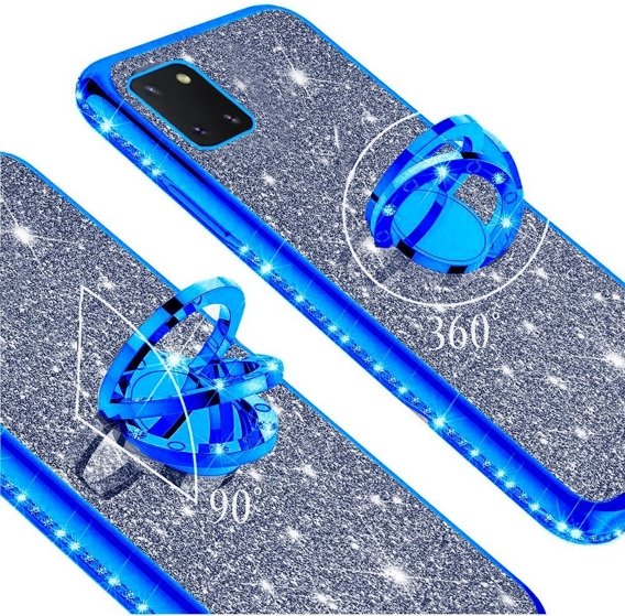 Etui do Huawei Y5P, Case Bling brokatowe, Niebieskie