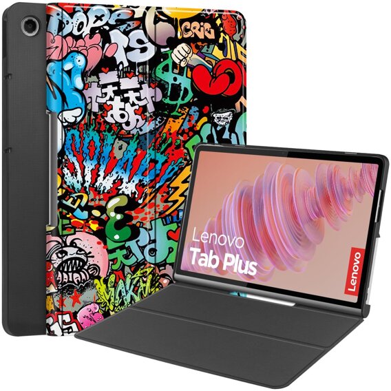 Etui do Lenovo Tab Plus, Smartcase, graffiti