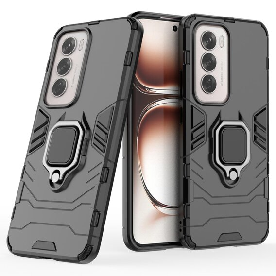 Etui do Oppo Reno 12, Military kickstand ring, czarne