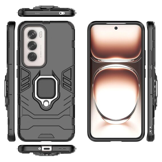 Etui do Oppo Reno 12, Military kickstand ring, czarne