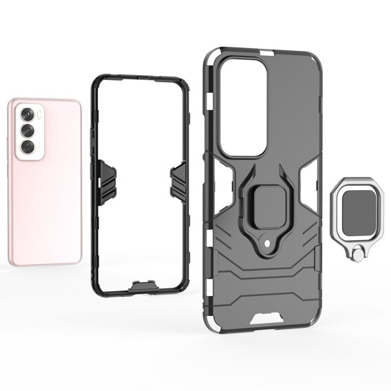 Etui do Oppo Reno 12, Military kickstand ring, czarne