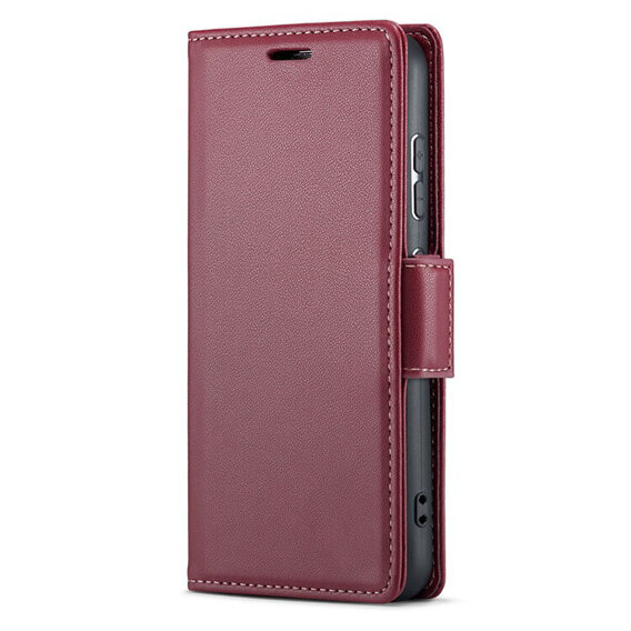 Etui do Oppo Reno 12 Pro, ERBORD Glossy Litchi, portfel z klapką, czerwone