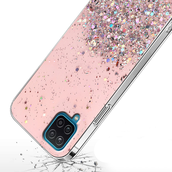 Etui do Samsung Galaxy A12 / M12 / A12 2021, Glittery, różowe
