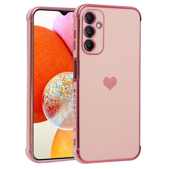 Etui do Samsung Galaxy A14 4G/5G, Electro heart, różowe rose gold