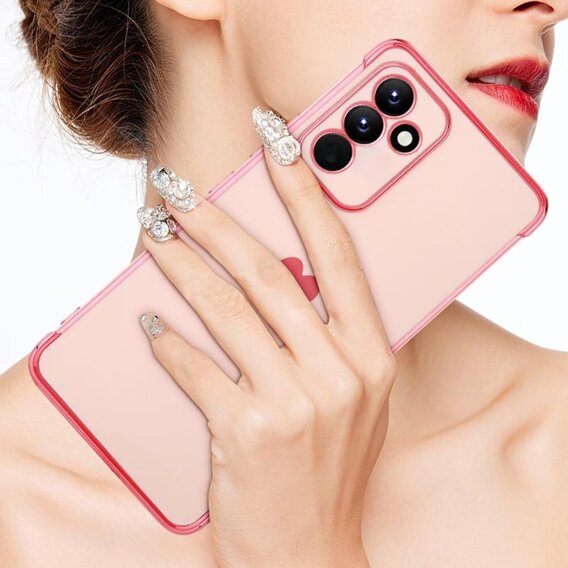 Etui do Samsung Galaxy A25 5G, Electro heart, różowe rose gold + Szkło Full Glue Ceramic