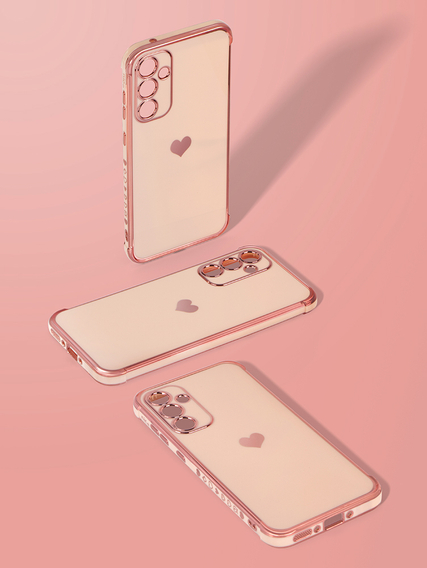 Etui do Samsung Galaxy A35 5G, Electro heart, różowe rose gold + Szkło Full Glue Ceramic