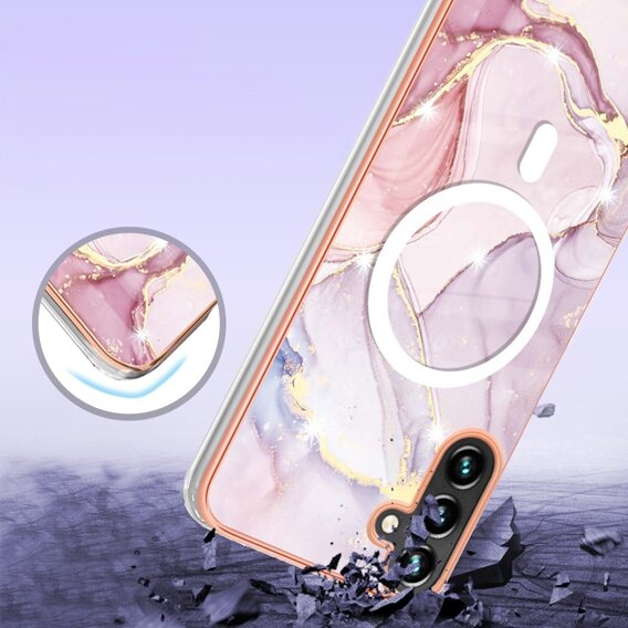 Etui do Samsung Galaxy A54, do MagSafe, Marble, różowe rose gold