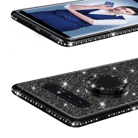 Etui  do Samsung Galaxy S10+ Plus, Bling brokat, Czarne