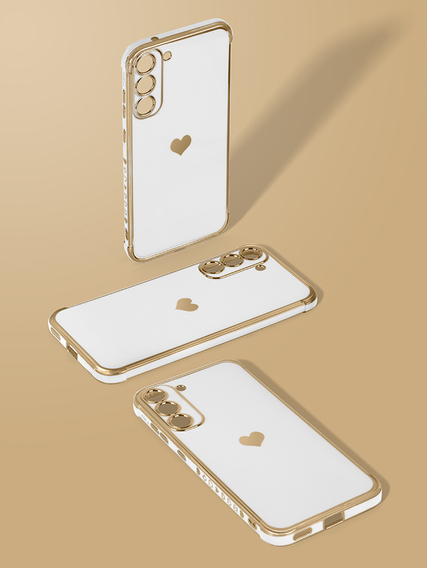 Etui do Samsung Galaxy S21, Electro heart, białe + Szkło Full Glue Ceramic