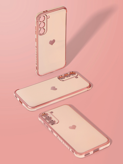 Etui do Samsung Galaxy S21, Electro heart, różowe rose gold + Szkło Full Glue Ceramic