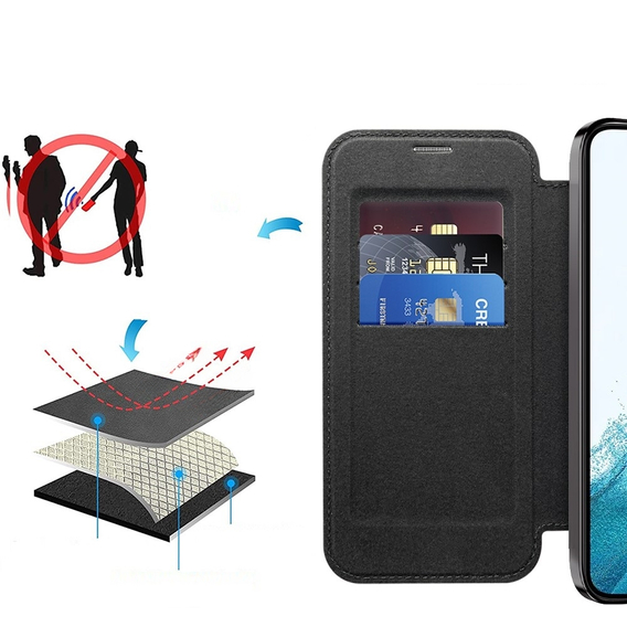 Etui do Samsung Galaxy S22 5G, FlipMag Secure portfel z klapką RFID, do MagSafe, czarne