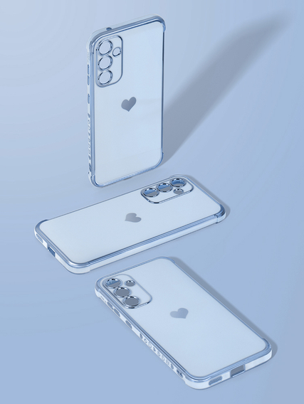 Etui do Samsung Galaxy S23 FE, Electro heart, niebieskie + Szkło Full Glue Ceramic