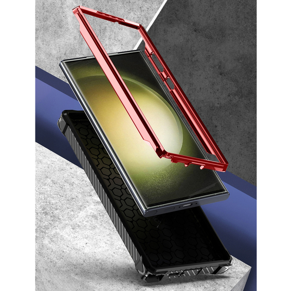 Etui do Samsung Galaxy S23 Ultra, Heavy Duty Ring Belt Clip, czerwone