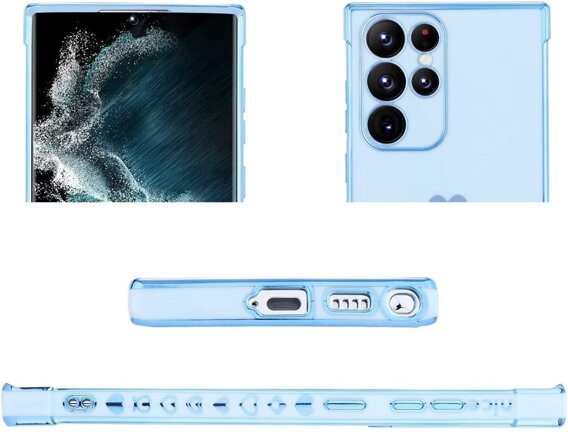 Etui do Samsung Galaxy S24 Ultra, Electro heart, niebieskie + Szkło Full Glue Ceramic