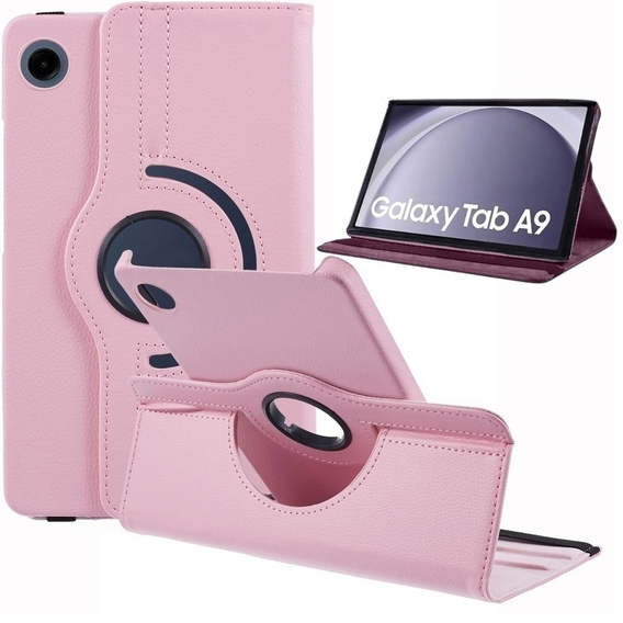 Etui do Samsung Galaxy Tab A9, Obrotowe 360, różowe