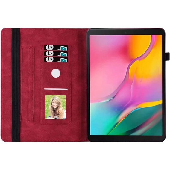 Etui do Samsung Galaxy Tab S9 FE, Wallet Pen Slot, butterflies, Czerwone