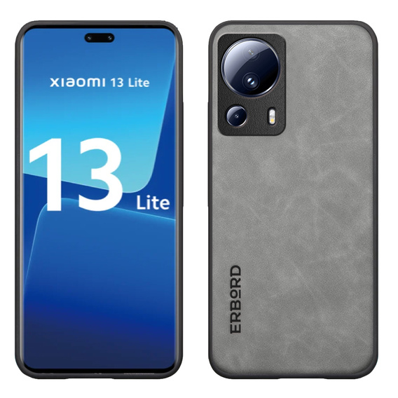 Etui do Xiaomi 13 Lite, ERBORD Business, z blaszką do uchwytów samochodowych, jasnoszare