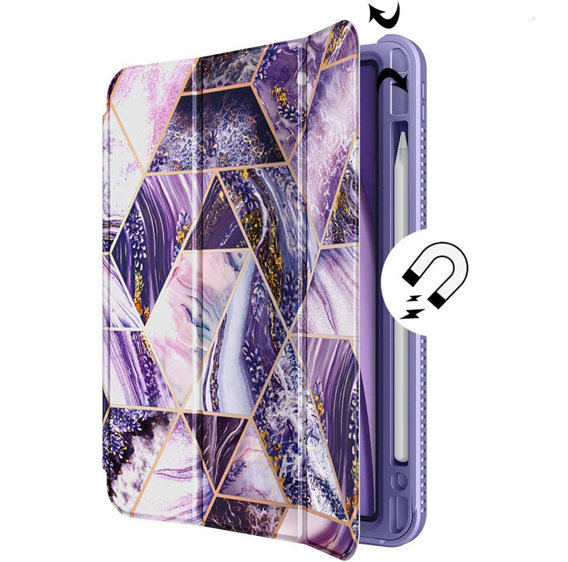 Etui do iPad Air 10.9" 2020 (4 gen.) / Pro 11" 2020/2018 (2/1 gen.), Suritch Full Body Marble, fioletowe