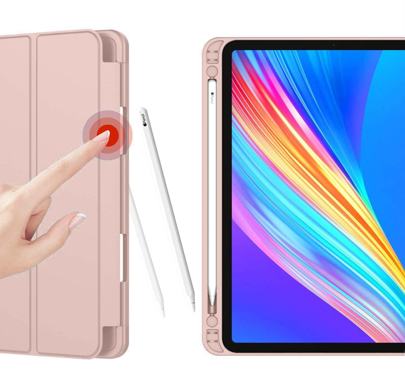 Etui do iPad Pro 12.9 2022 / 2021 / 2020, Smart Pencil, z miejscem na rysik, różowe