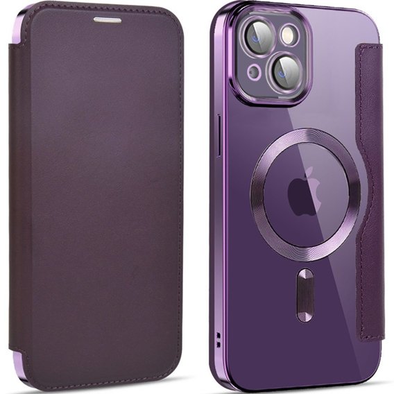 Etui do iPhone 13, FlipMag Secure portfel z klapką RFID, do MagSafe, fioletowe