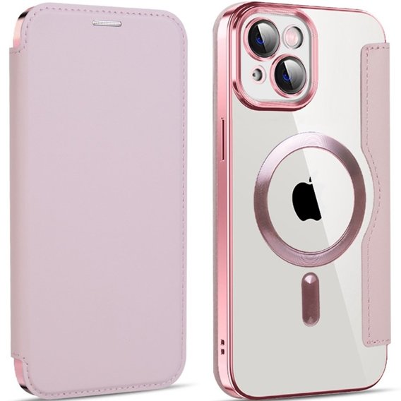 Etui do iPhone 13, FlipMag Secure portfel z klapką RFID, do MagSafe, różowe