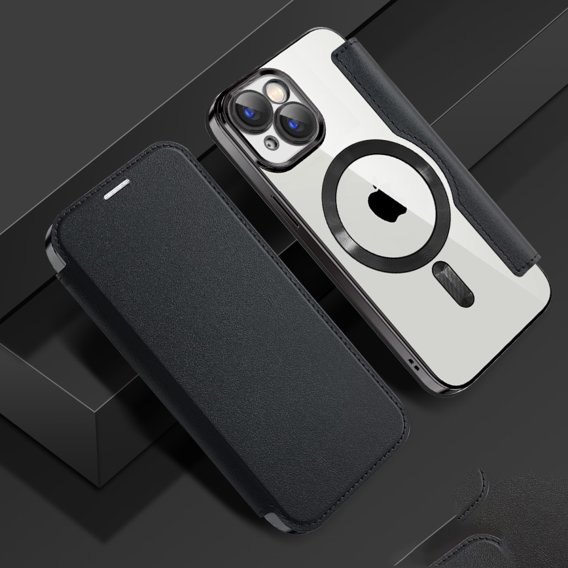 Etui do iPhone 15, FlipMag Secure portfel z klapką RFID, do MagSafe, czarne