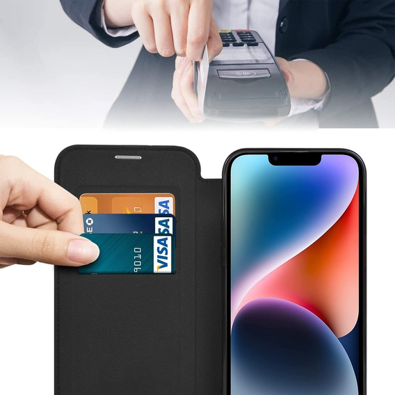 Etui do iPhone 15, FlipMag Secure portfel z klapką RFID, do MagSafe, czarne