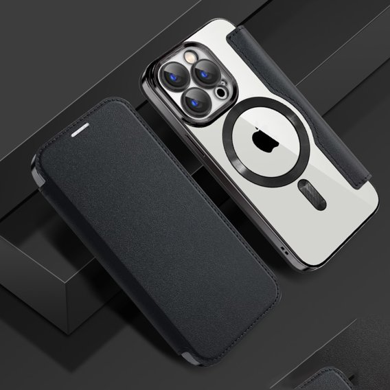Etui do iPhone 15 Pro, FlipMag Secure portfel z klapką RFID, do MagSafe, czarne