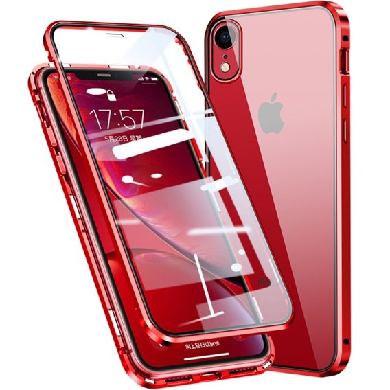 Etui do iPhone XR, Magnetic Dual Glass, czerwone