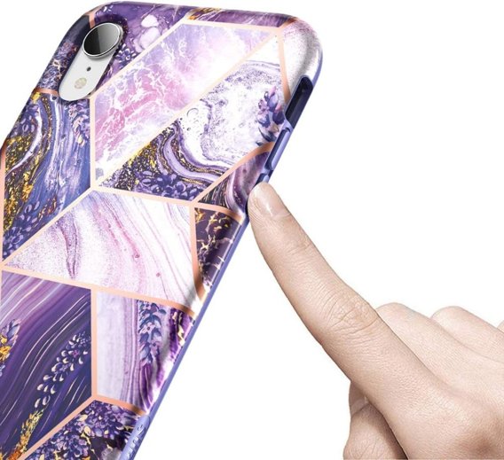 Etui do iPhone XR, Suritch Full Body Marble, fioletowe
