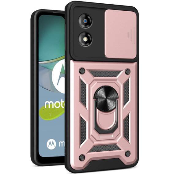 Etui pancerne do Motorola Moto E13, CamShield Slide, różowe rose gold