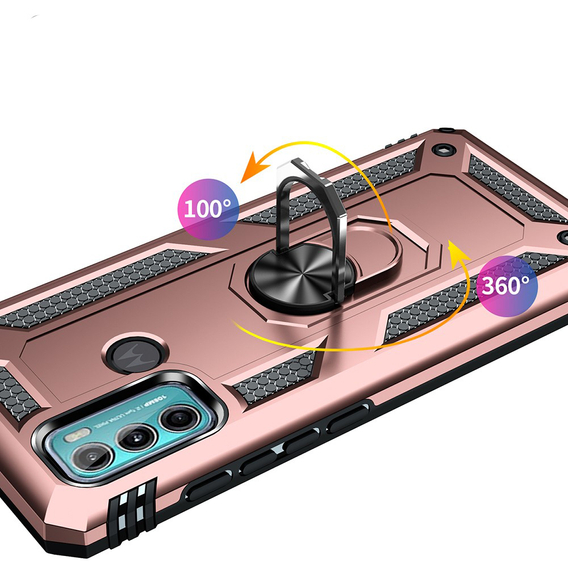 Etui pancerne do Motorola Moto G60, Nox Case Ring, różowe rose gold