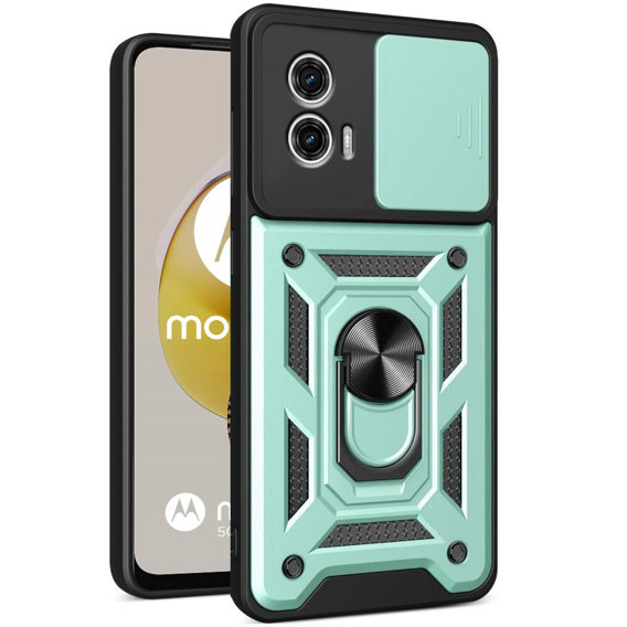 Etui pancerne do Motorola Moto G73 5G, CamShield Slide, zielone