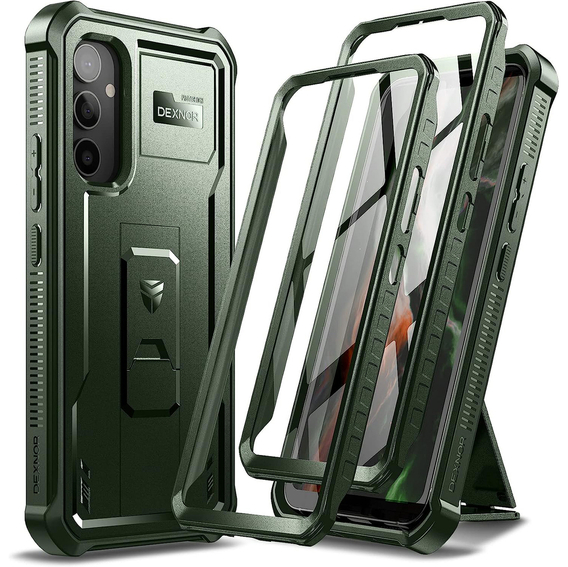 Etui pancerne do Samsung Galaxy A34 5G, Dexnor Full Body (Two Frames), zielone