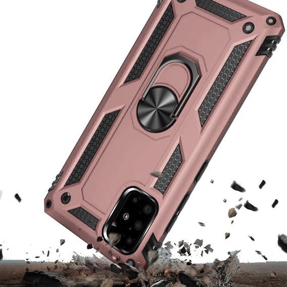 Etui pancerne do Samsung Galaxy A51, Nox Case Ring, różowe rose gold