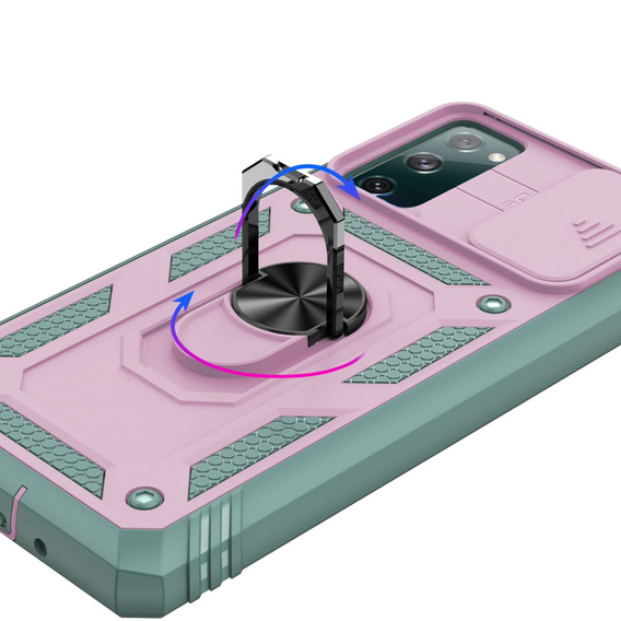 Etui pancerne do Samsung Galaxy S20 FE, CamShield Slide, różowe/zielone