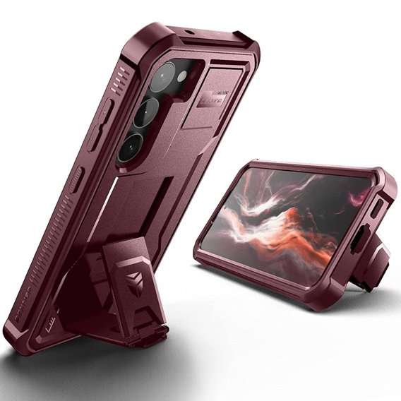 Etui pancerne do Samsung Galaxy S23, Dexnor Full Body (Two Frames), czerwone