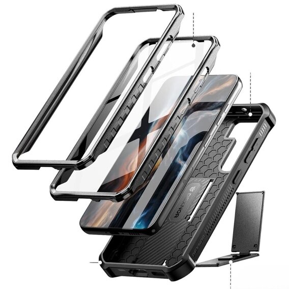 Etui pancerne do Samsung Galaxy S23 Plus, Dexnor Full Body (Two Frames), czarne