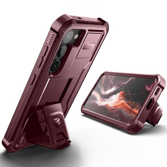 Etui pancerne do Samsung Galaxy S23 Plus, Dexnor Full Body (Two Frames), czerwone