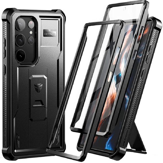 Etui pancerne do Samsung Galaxy S23 Ultra, Dexnor Full Body (Two Frames), czarne