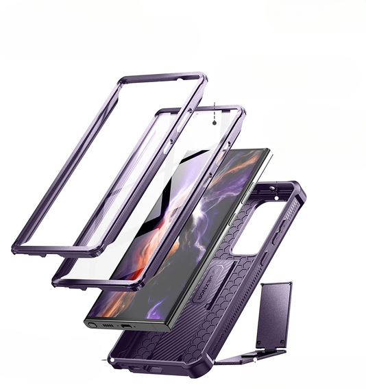 Etui pancerne do Samsung Galaxy S23 Ultra, Dexnor Full Body (Two Frames), fioletowe