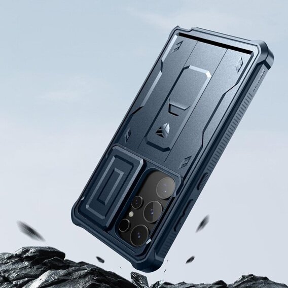Etui pancerne do Samsung Galaxy S24 Ultra, Dexnor Full Body, granatowe