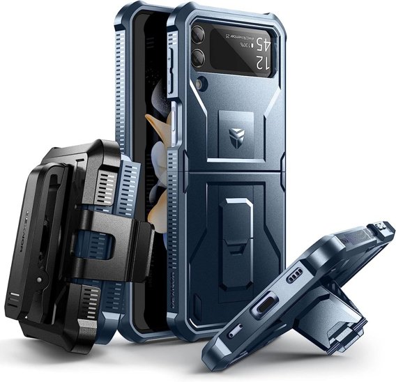 Etui pancerne do Samsung Galaxy Z Flip 4 5G, Dexnor z klipsem, granatowe